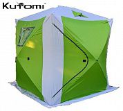 Палатка куб KUTOMI трехслойная (зелено-белая) СT-1618А (180/180/195) оксфорд 420D (БЕЗ КОЛЫШКОВ В КОМПЛЕКТЕ)