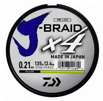  Daiwa J-Braid X4 Yellow 0.21  135